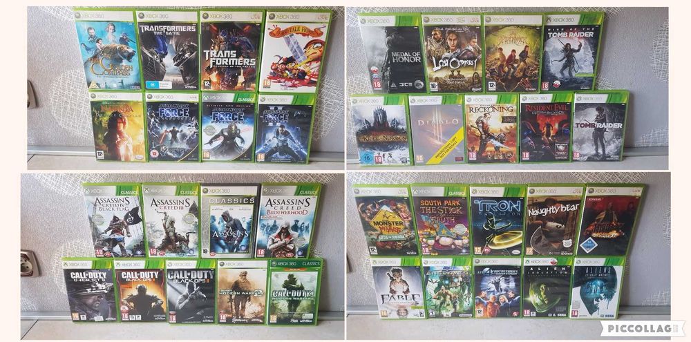 Gry xbox 360 Transformers force narnia compass call of dury assassins tron table south park hellboy aliens diablo tomb rider resident medal