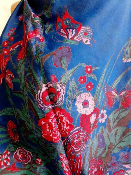 Райский сад! винтаж роуль роспись батиком головной убор цветы бафф