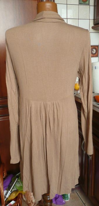 beżowy sweter wiązany płaszczyk dzianinowy 44 46