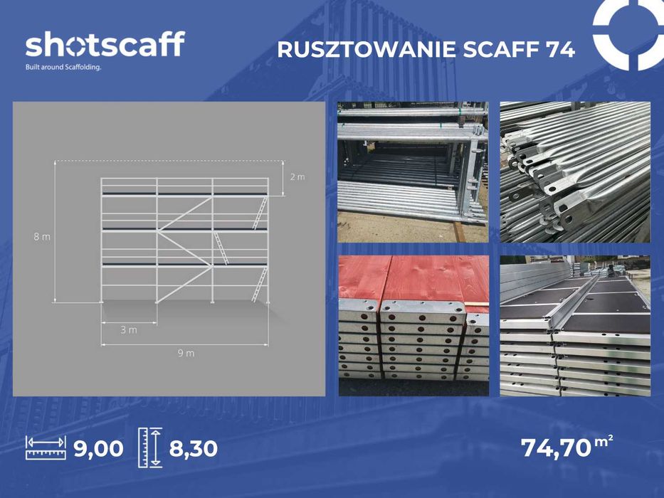 Rusztowanie Plettac na piny stal dowolna konfiguracja 8,30x9=75m2