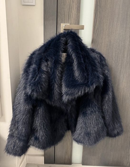 Futerko granatowe M nowe z metką oversize futro kurtka eleganckie