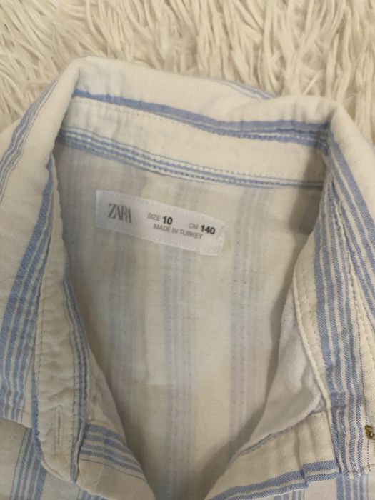 Лляная рубашка белая Zara 134-140 см 9-10 р
