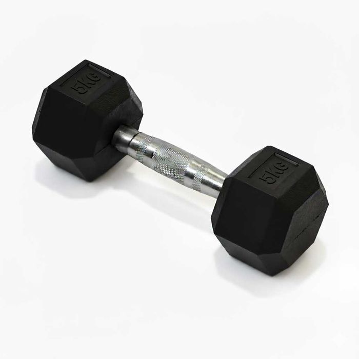 Hantla hantle hex żeliwny do ćwiczeń gumowany żeliwo 5kg powlekane