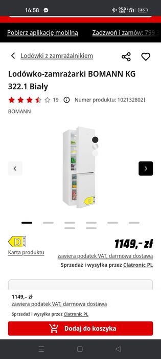 Lodówka bomann 2 letnia
