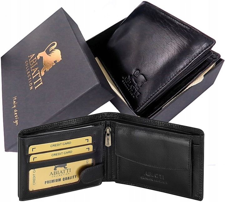 Ekskluzywny Skórzany Portfel Męski Abiatti Gruba Skóra Bawola Licowa C