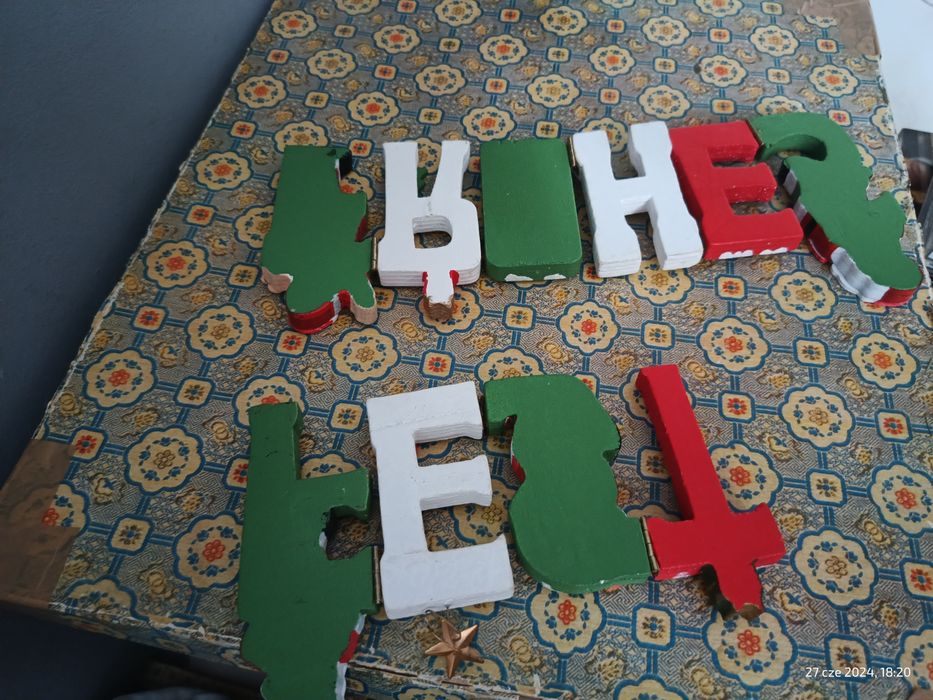 Drewniany Świąteczny Napis Fest Frohes