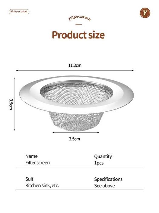 Filtro de pia de cozinha, funil de pia de aço inoxidável-anti-bloqueio