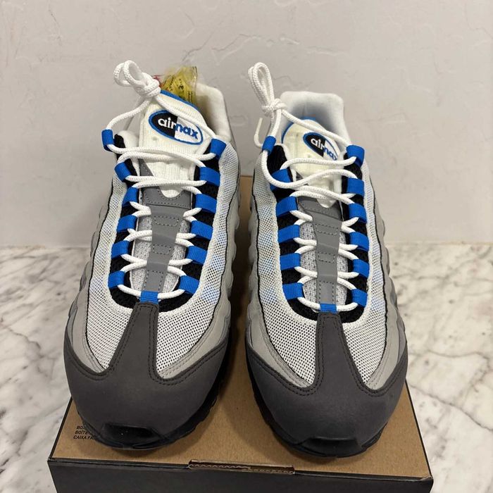 (БЕЗ ПЕРЕДОПЛАТИ) Nike Air Max 95 White Crystal Blue найк ейр макс 95 біло-сірі з блакитними акцентами кросівки сітка