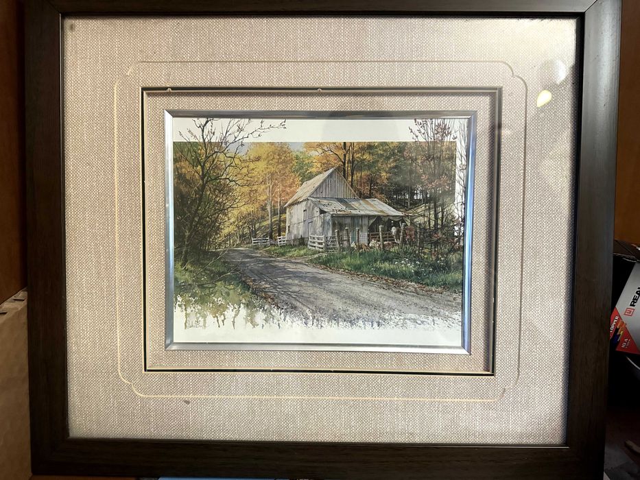 Картина "Сільський пейзаж", акварель. Оформлена в раму та паспарту
