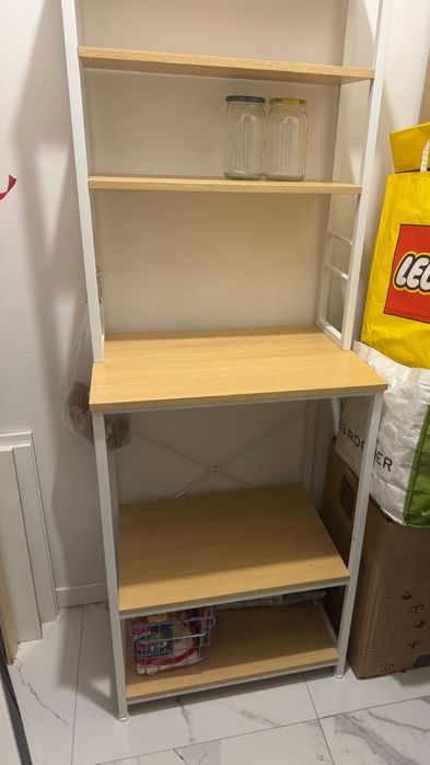 Regał metalowy , drewniany blat spiżarnia półki