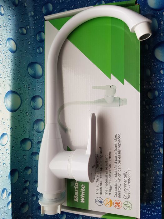 Смеситель змішувач для кухні Plamix Mario 011 White білий або Black