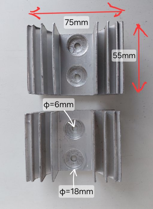 Radiatory aluminiowe frezowane pod diody mocy Prostownik