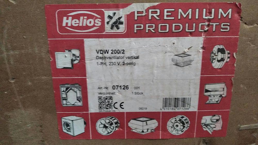 Helios VDW 200/2 Настенный и потолочный вентилятор 230 В  1000 м³ / ч