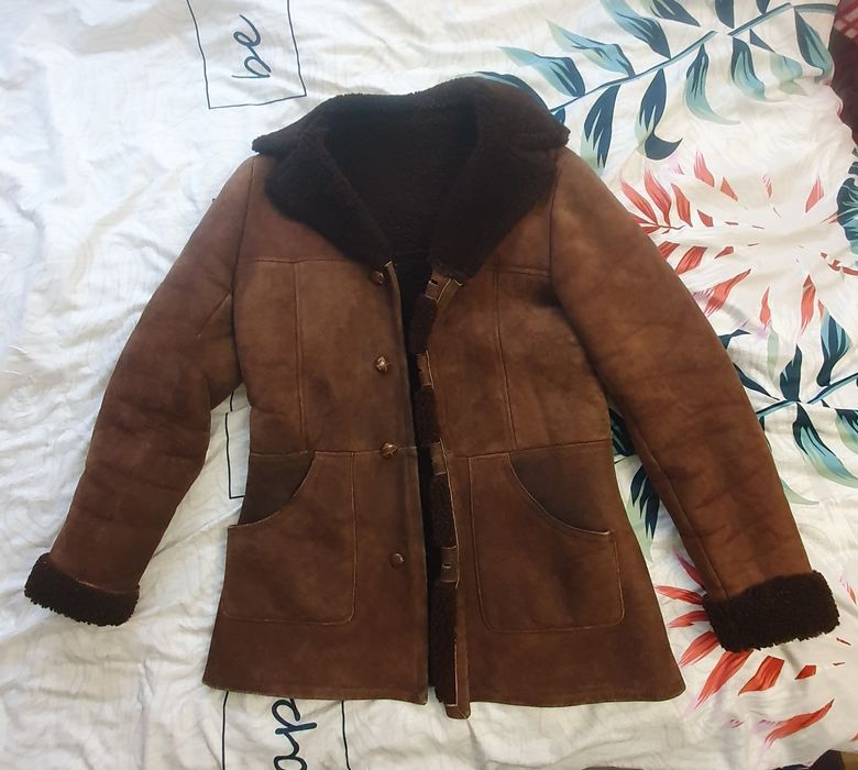 Piękny kożuch męski r. L naturalny zimowy ciepły