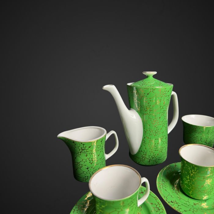 Serwis do kawy dla 6 os Włocławek marmurek złocenia B4/100601