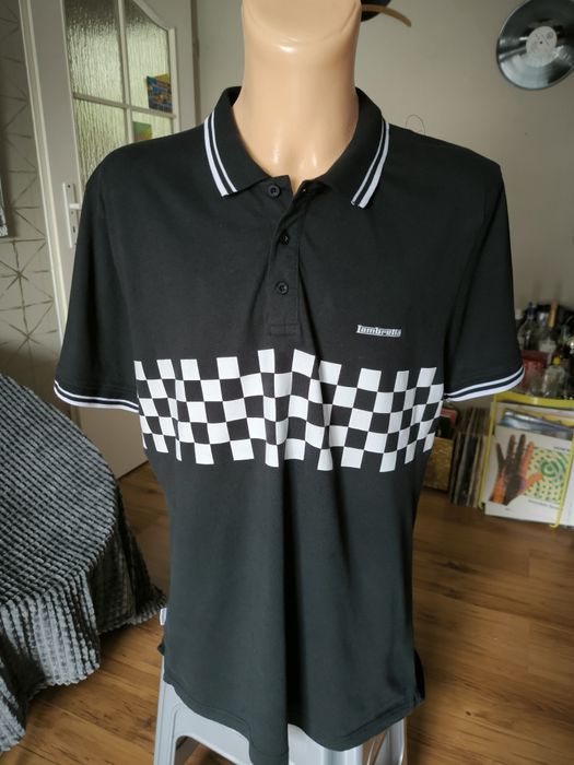 Lambretta koszulka polo męska XXL czarna szachownica lato