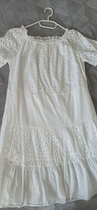 Sukienka ażurowa biała boho