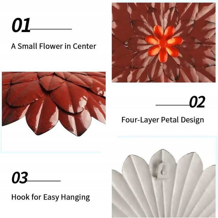 Nowy kwiat 29 cm/dekor /ścienny /na balkon /metal /obraz /kwiaty 1007