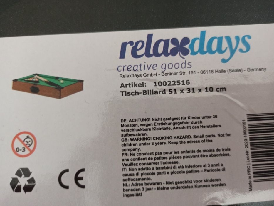 Stół bilardowy Relaxdays mini bilard Pool r. 1 ft
