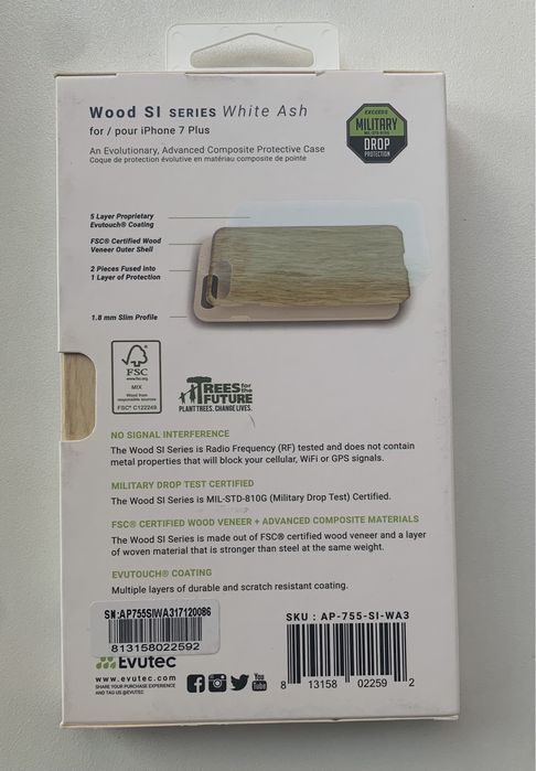 Evutec Protective Case iPhone 6 plus 7 plus чехол бампер. Белый ясень.