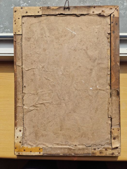 Antyczny, stary obraz religijny pamiątka z Pierwszej Komunii z 1906r.