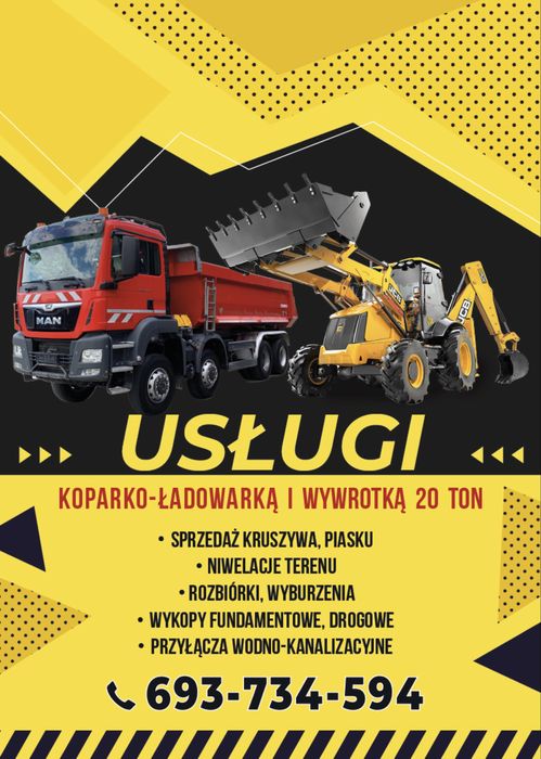 Usługi  koparko ładowarka  usługi wywrotka Działoszyce Skalbmierz