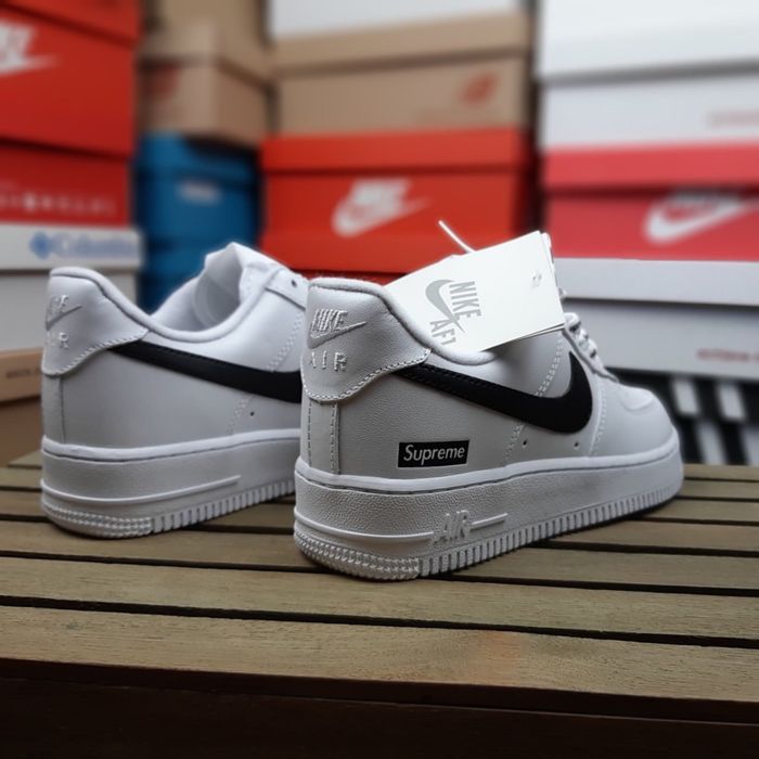 ТОП! Кросівки Supreme x Nike Air Force 1 Low White/Black білі з чорним 41 42 43 44 45