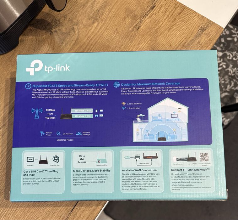Router 4G LTE TP-Link Archer MR200 (SIM, AC750)