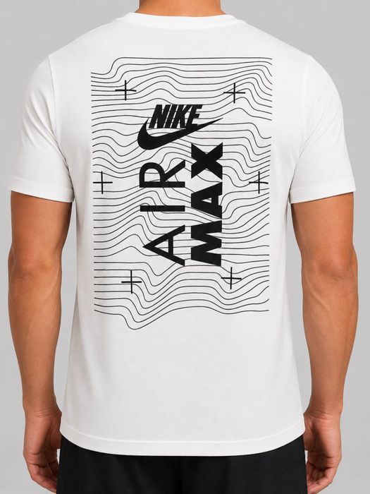 Преміальна Чоловіча футболка Nike Air Max,біла літня , 100% бавовна,повномірна,принт.
