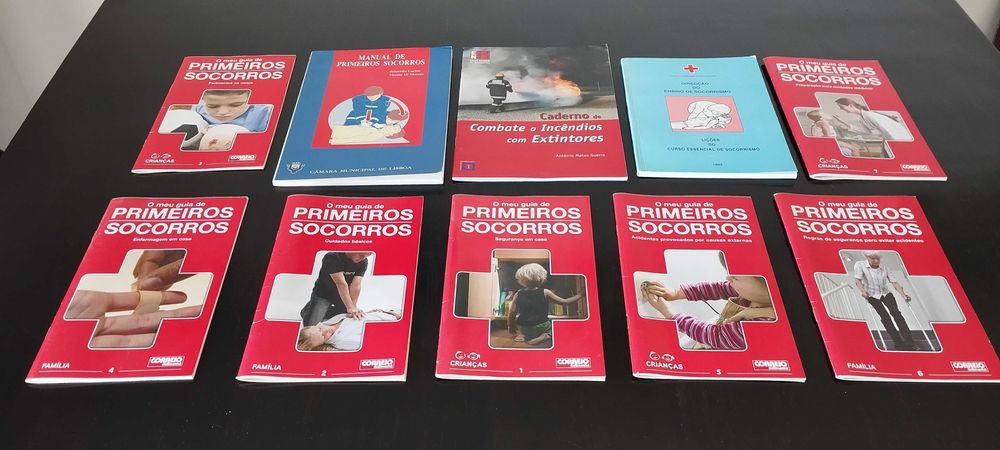 Livros primeiros socorros e combate a incêndios com extintores