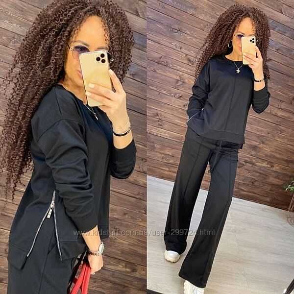 Новий Костюм трикотажний з широкими брюками, L (50-52)