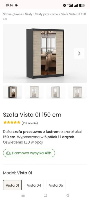 Szafa z lustrem dwu drzwiowa