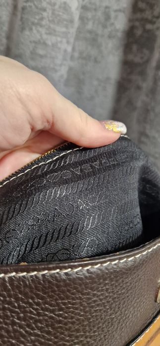 Сумка Prada, 30×15,5×5cm,шоколад, натуральная кожа