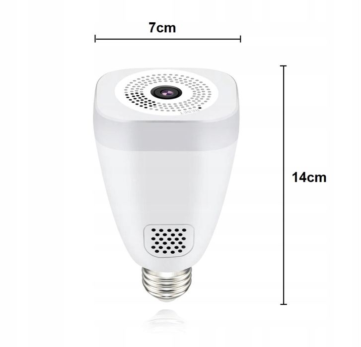 Bezprzewodowa Kamera Żarówka E27 Ip Wifi 3Mpx Led 360°