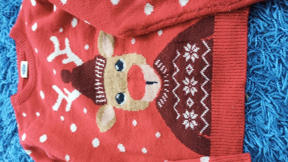 Bliźniaki sweterki świąteczne 134/140 idealne na sesję