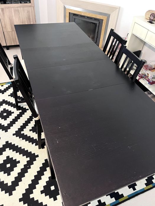 Mesa extensível, castanho escuro, 140/220x85 cm