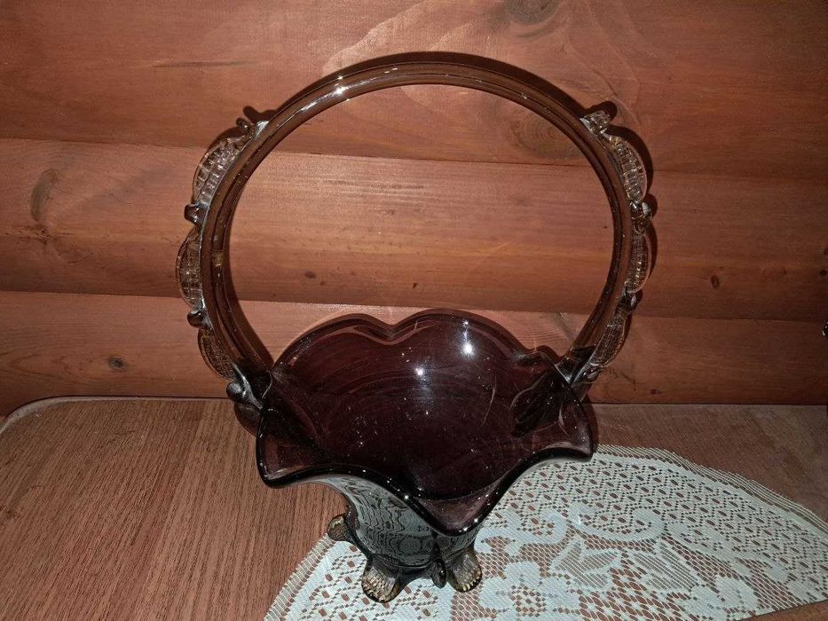 Ваза конфетница Корзинка, стекло СССР