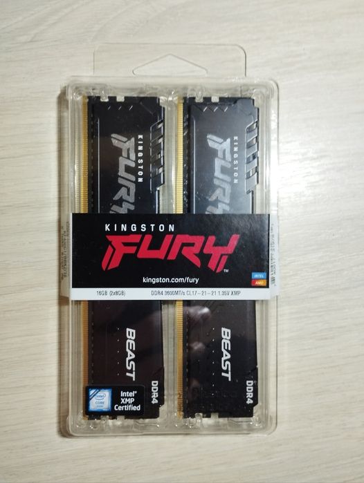 Б/У - Kingston Fury Beast ddr4 2x8gb 3600mHz