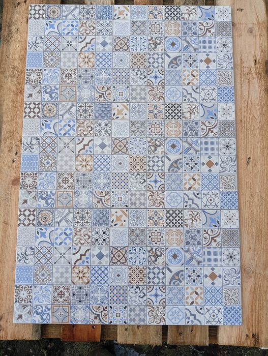 Настенная Глянцевая Синяя Плитка на Фартук Деко 30х 60 см