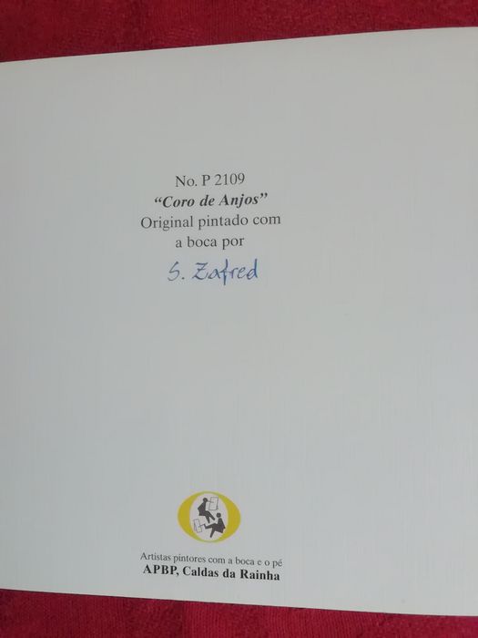 Postal de natal, pintado com a boca