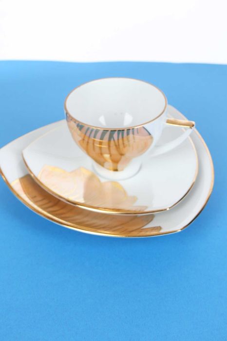 Filiżanka Chodzież porcelana do herbaty, złocona wersja export 3 cz