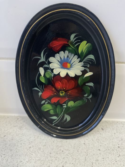 Розпис старовинний розпис , підставка, маки, ромашки, антикваріат