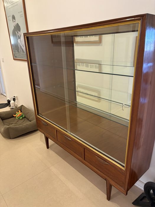 Cristaleira vitrine Vintage em Madeira e Vidro | Mid-Century
