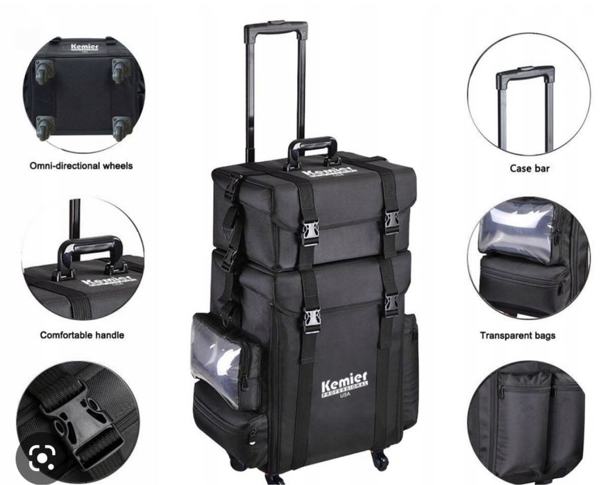 Nylonowy kufer wizażysty kosmetyczny Kemier