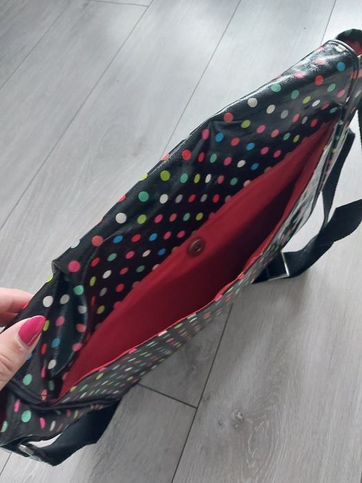 Nowa torba teczka Paperchase czarna w grochy kropki duża.