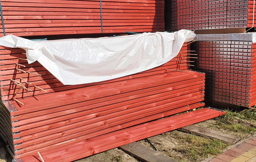 Rusztowanie elewacyjne podesty drewniane Plettac Rux solidne z dostawą