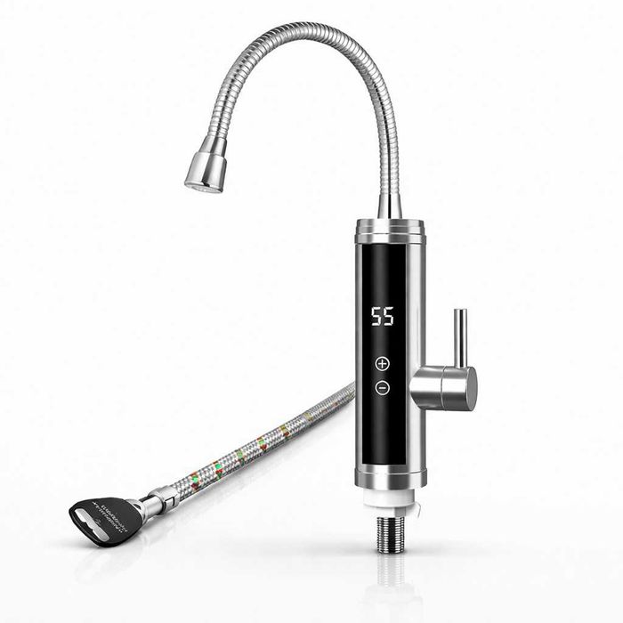 Кран- водонагрівач Wezer 3.3 кВт, гнучкий вилив, дисплей, шланг 60 см