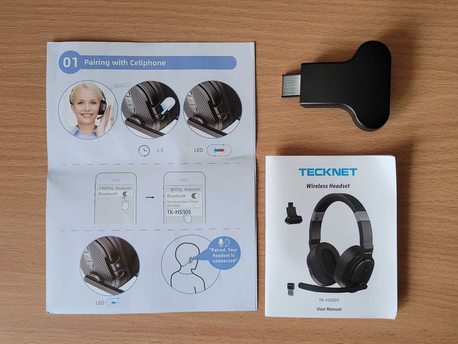 Tecknet zestaw słuchawkowy bluetooth z mikrofonem i redukcją szumów