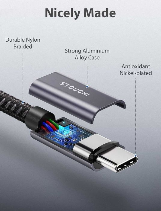 Kabel przedłużacz USB C STOUCHI USB C 3.2 gen 1 5GBPS 5A 100W 1.8m 484