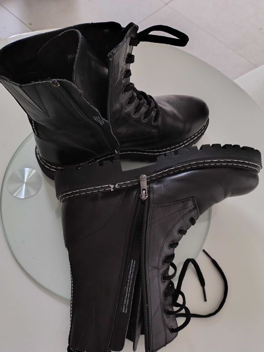 Trapery zimowe MARCO TOZZI Czarne trzewiki skórzane Nowe